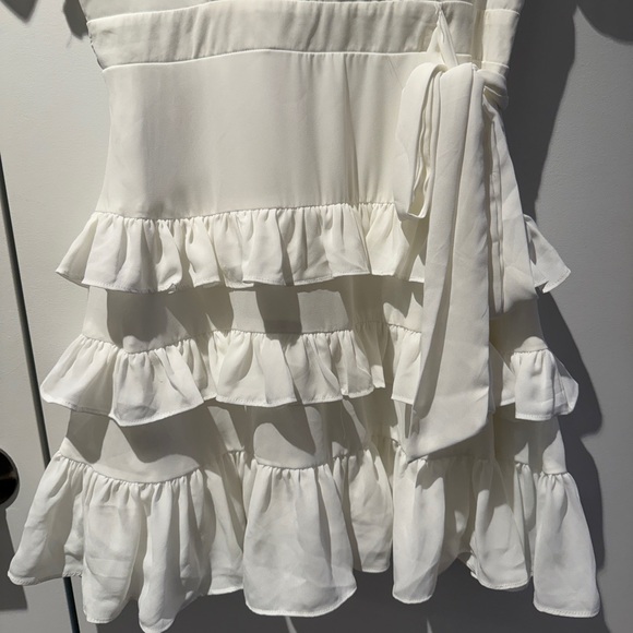 Lulu's White Ruffle Wrap Dress - Picture 3 of 7